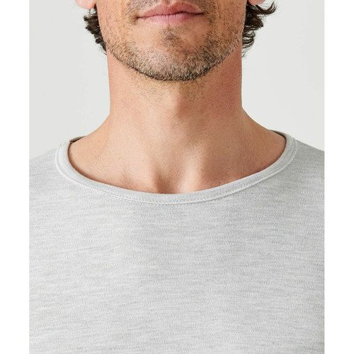 Tee-shirt manches longues col rond en mailles gris chiné Damart