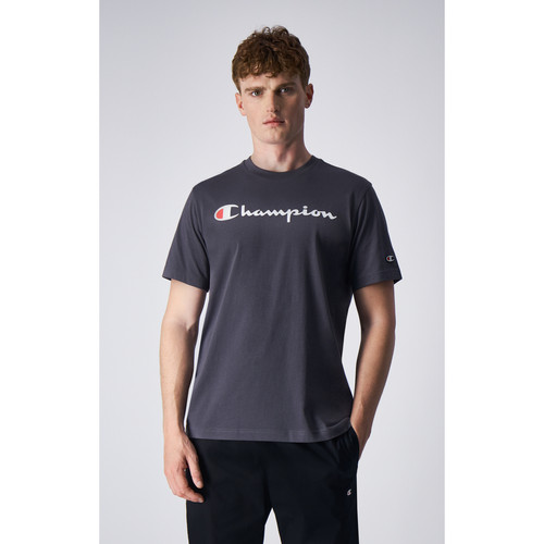 Champion - T-Shirt en coton gris pour homme - Vêtement homme