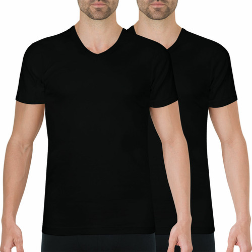 Athéna - Lot de 2 Tee shirts col V homme Coton Bio - Promos vêtements homme