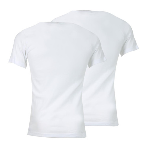 Lot de 2 Tee-shirts homme col V Ecopack blanc en coton Athéna