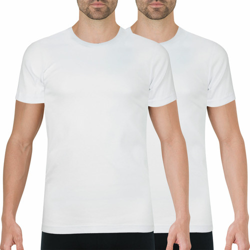 Athéna - Lot de 2 tee-shirts col rond homme Coton Bio - Promos homme