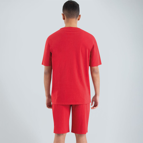 Pyjama court homme Rayures Rouge Manches courtes en coton Athéna