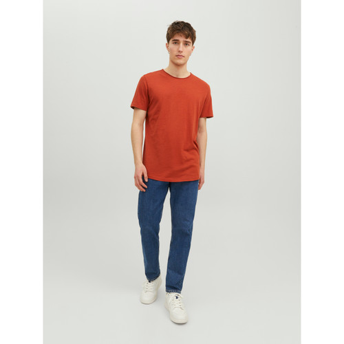 Jack & Jones - T-shirt Standard Fit Col rond Manches courtes Rouge foncé en coton Tate - Vêtement homme