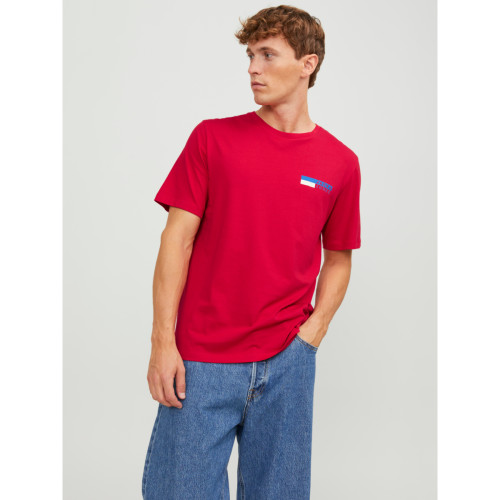 Jack & Jones - T-shirt Standard Fit Col rond Manches courtes Rouge foncé en coton Ross - Vêtement homme