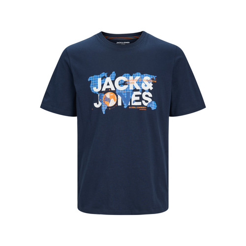 T-shirt Standard Fit Col rond Manches longues Bleu Marine en coton Jack & Jones LES ESSENTIELS HOMME
