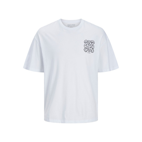 Jack & Jones - T-shirt Wide Fit Col ras du cou Manches courtes Blanc en coton Nico - Toute la mode