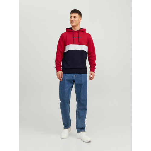 Jack & Jones - Sweatshirt Standard Fit Manches longues Rouge foncé en coton Dane - Vêtement homme