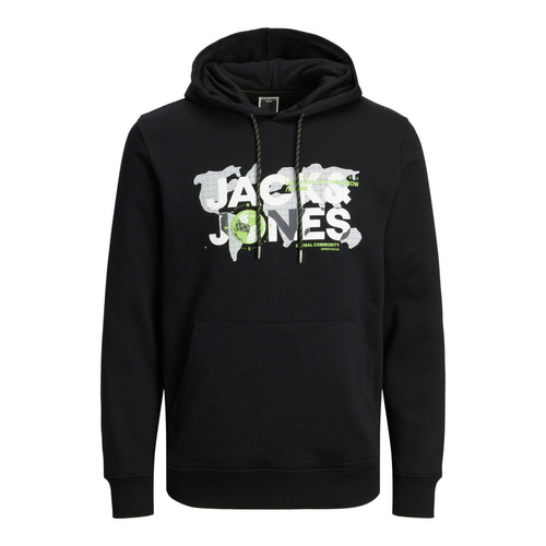Jack & Jones - Sweat à capuche Standard Fit Manches longues Noir en coton Troy - Vêtement de sport  homme