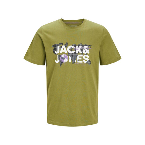 T-shirt Standard Fit Col rond Manches longues Vert en coton Jack & Jones LES ESSENTIELS HOMME
