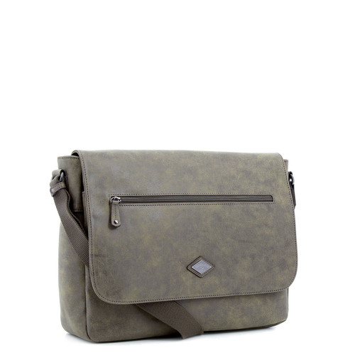 Lee Cooper Maroquinerie - Gibecière A4 taupe - Sacs & sacoches homme