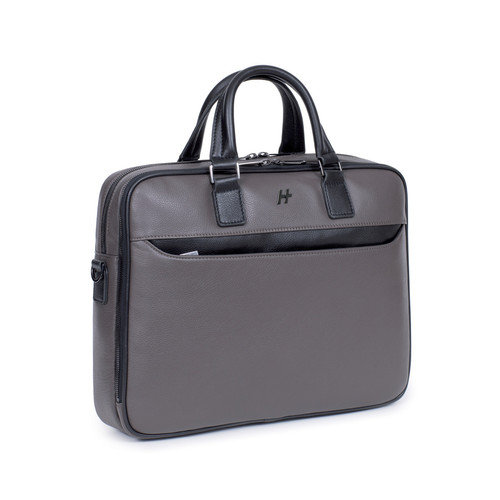 Porte-documents 13'' & A4 Cuir TOGETHER Taupe/Noir Win Taupe Daniel Hechter Maroquinerie LES ESSENTIELS HOMME