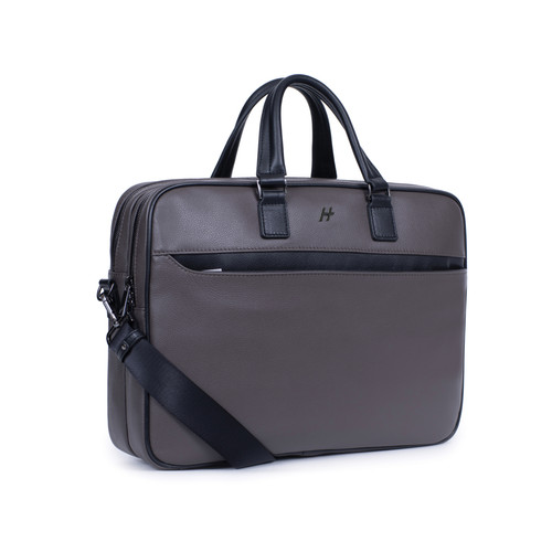 Porte-documents 13'' & A4 Cuir TOGETHER Taupe/Noir Erin Taupe Daniel Hechter Maroquinerie LES ESSENTIELS HOMME