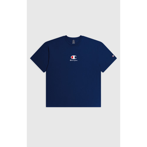 Champion - Tee-shirt manches courtes col rond bleu marine pour homme - Promo LES ESSENTIELS HOMME