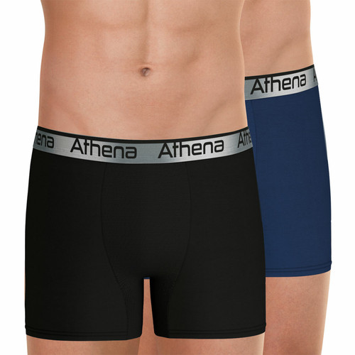 Athéna - Lot de 2 boxers 720 Stretch Adjust bleu pour homme  - Caleçon / Boxer homme