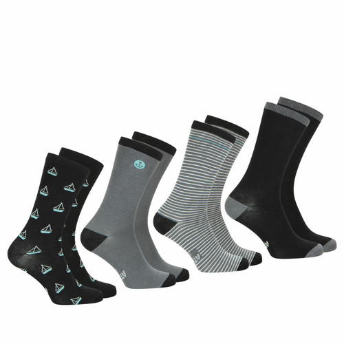 Athéna - Lot de 4 paires de chaussettes mi-hautes Ecopack gris en coton pour homme - Promo LES ESSENTIELS HOMME