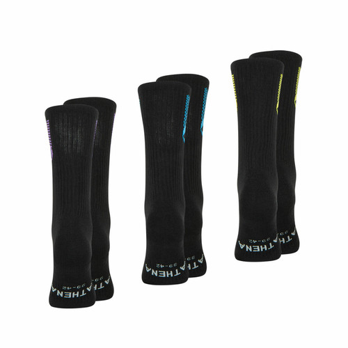 Lot de 3 paires de chaussettes mi-hautes Training Dry noir en coton pour homme  Athéna