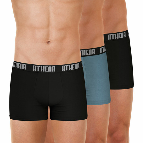 Athéna - Lot de 3 boxers pour homme Ecopack noir en coton - Toute la mode homme
