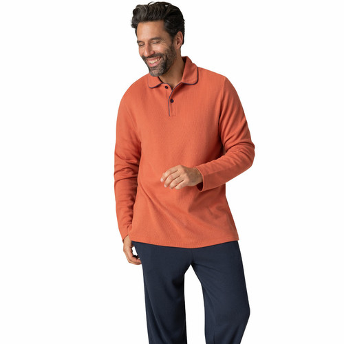 Eminence - Ensemble pyjama long col ouvert pour homme Coton Modal orange - Toute la mode homme