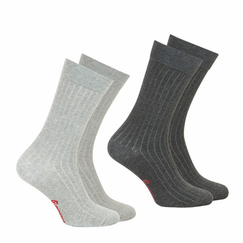 Eminence - Lot de 2 paires de chaussettes mi-hautes en Coton Peigné gris Fait en France pour homme - Chaussettes homme