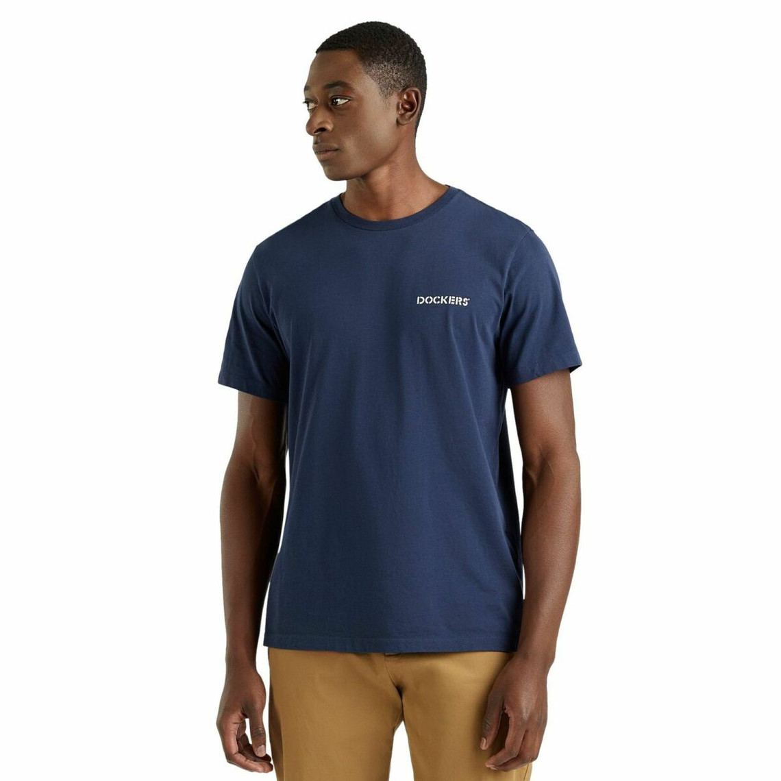 Tee-shirt manches courtes bleu marine en coton