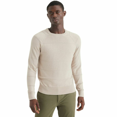 Dockers - Sweatshirt col rond beige en coton - Nouveautés