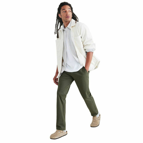 Dockers - Pantalon chino slim Motion vert olive en coton - Toute la mode