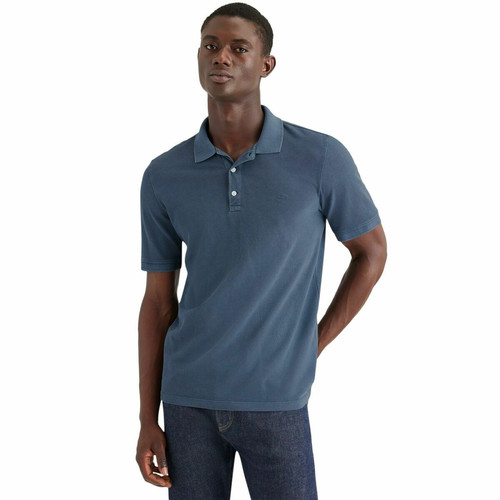 Dockers - Polo bleu indigo en coton - Promos vêtements homme