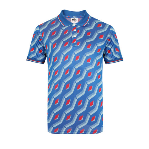 Umbro - Polo jacquard bleu multicolore pour homme - Vêtement de sport homme Umbro
