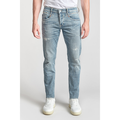 Le Temps des Cerises - Jeans ajusté stretch 700/11, longueur 34 bleu en coton Tony - Vêtement homme