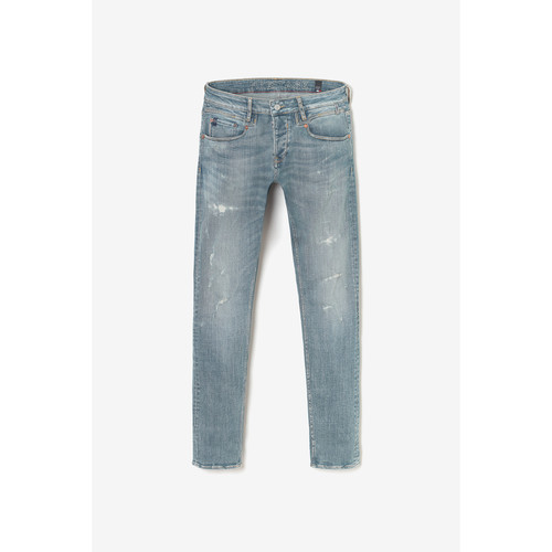 Jeans ajusté stretch 700/11, longueur 34 bleu en coton Tony Le Temps des Cerises