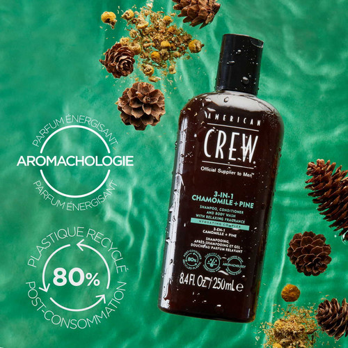 Soin 3-En-1 Camomille + Pin Shampoing, Après-Shampoing et Gel Douche American Crew