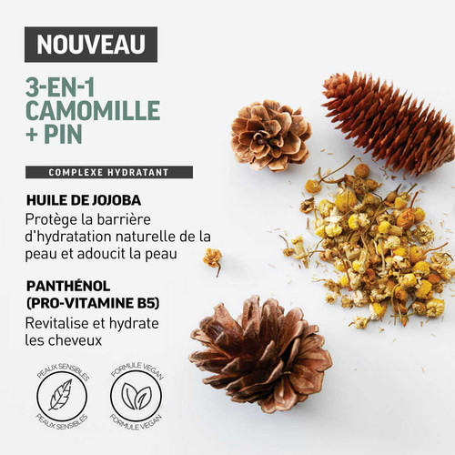 Soin 3-En-1 Camomille + Pin Shampoing, Après-Shampoing et Gel Douche Soins cheveux homme