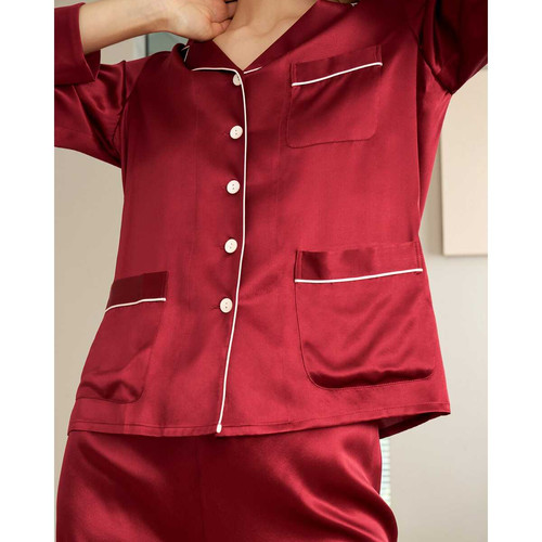 Pyjama en Soie Femme  Liseré Contrastant rouge LilySilk Mode femme