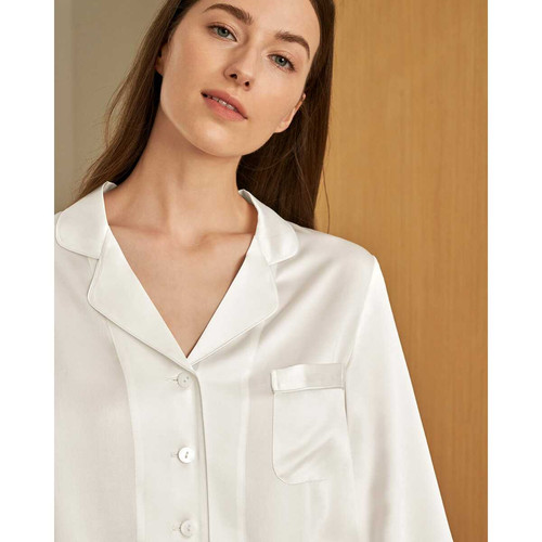 Pyjama en Soie Femme  Liseré Contrastant blanc LilySilk Mode femme