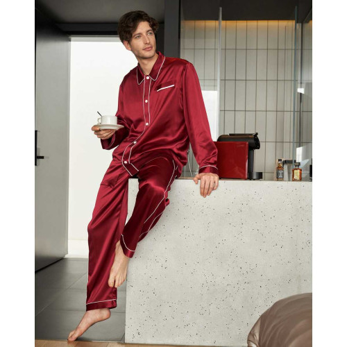 Pyjama en Soie Homme Patalons Tendance rouge Pyjama homme