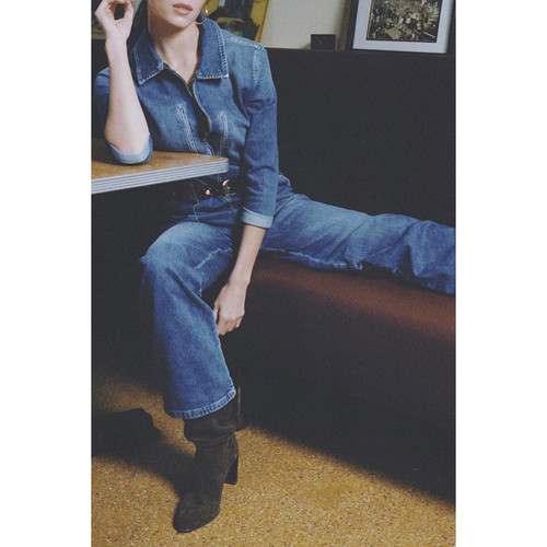 Le Temps des Cerises - Combinaison droit en jeans EASY - Nouveaute vetements femme bleu