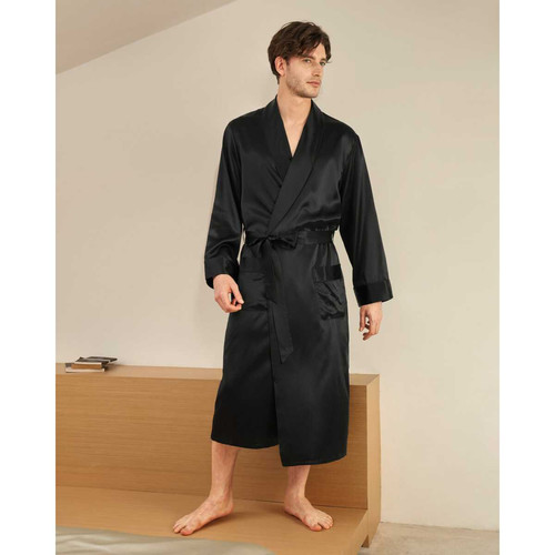 Robe Longue En Soie Luxueuse Classique Pour Homme noir LilySilk LES ESSENTIELS HOMME