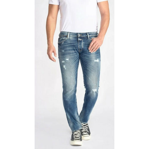 Le Temps des Cerises - Jeans slim stretch 700/11, longueur 34 bleu en coton Zack - Promos vêtements homme
