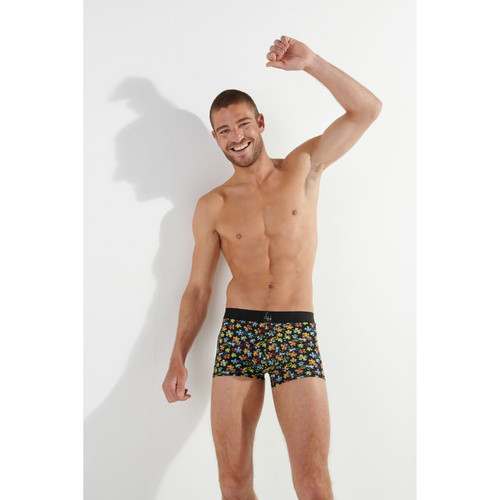 HOM - Boxer noir en coton de la collection PUZZLED LOVE - Sous-vêtement homme & pyjama