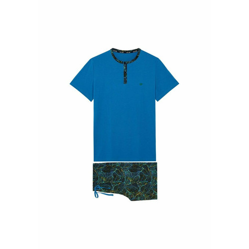 JARROD Short Sleepwear bleu imprimé multicolore en coton HOM