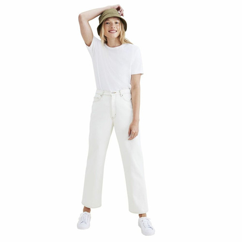 Dockers - Jean droit taille haute blanc en coton - Nouveautés jeans femme