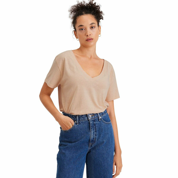 Tee-shirt  manches courtes col  V pêche en coton Dockers Mode femme