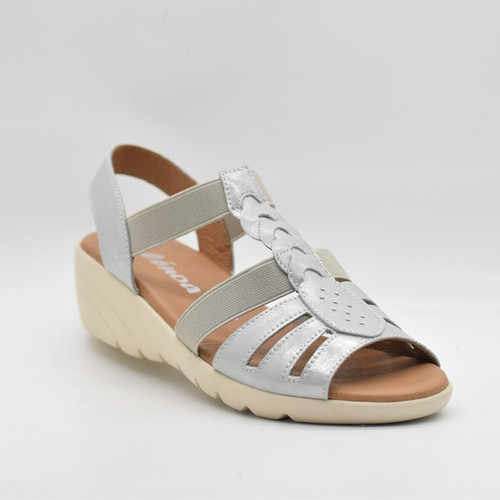 Alenoa - Sandales compensées en cuir argent - Les chaussures femme