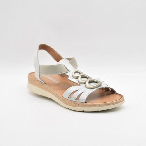Alenoa - Sandales en cuir argent pour femme - Les chaussures femme