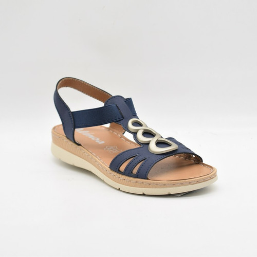 Alenoa - Sandales en cuir marine pour femme - Les chaussures femme