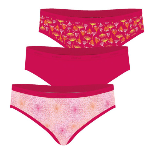 Athéna - Lot de 3 slips femme Ecopack Mode rose en coton - Promos lingerie femme
