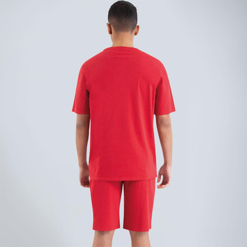 Pyjama court homme Rayures Rouge Manches courtes en coton Athéna
