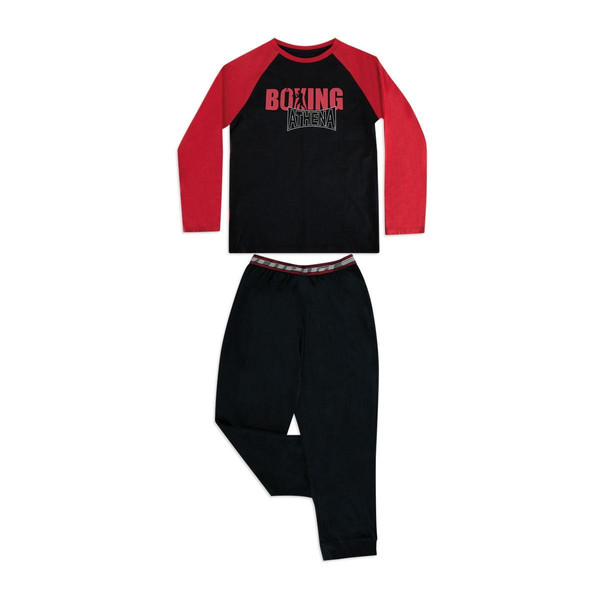 Pyjama long col rond garçon Boxing rouge en coton Athéna LES ESSENTIELS ENFANTS