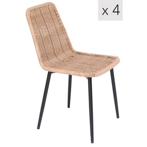 3S. x Home - Nordlys - Lot de 4 Chaises Pieds Metal - Chaise Et Tabouret Et Banc Design