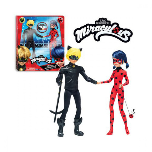 BANDAI - Poupées Miraculous Ladybug et Chat Noir 26 cm - Poupons et poupées